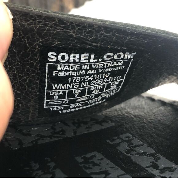 Sorel Ella II Cross Strap Black Leather Sandals Size 9 NL2893-010 - Picture 9 of 9